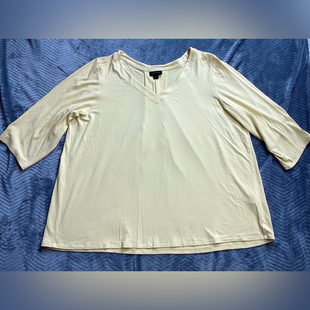 J.Jill Wearever Collection Butter Yellow 3/4 Sleeve Shirt Blouse‎ XL